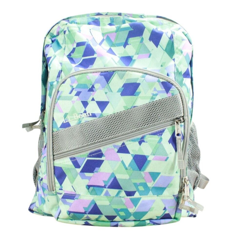 LL Bean Big Kids Citron Geo Polyester Deluxe Book Pack 37L Print School Backpack